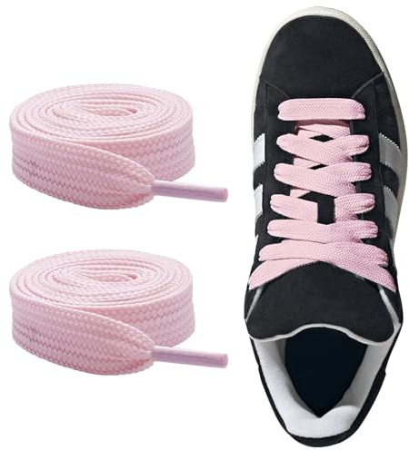 CCSOFTIME Gros Lacets 16mm de Large pour Adidas Campus,Remplacement Épaisseur Lacet Chaussure Plat pour Mcqueen Converse Vans Basket,Rose Pale 140cm