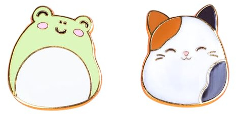 Fizz Creations Squishmallows Cam & Wendy metall & emalj stift märken set med två stift. Cam The Cat & Wendy The Frog. Officiellt licensierad., En storlek, Metall Emalj