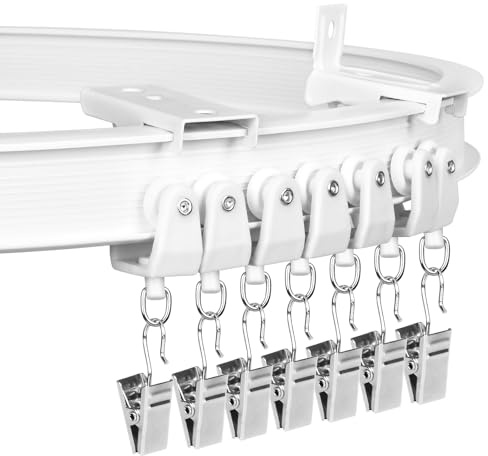 Curtain Track for Bay Windows, 6m Flexible Bendable Curved Curtain Rail Ceiling Wall Mount, Plastic Heavy Duty Curtain Track System for Room Divider, White 20Ft