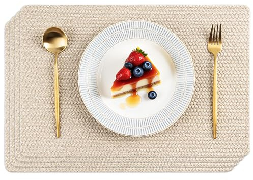 POLYTE Tischsets für drinnen und draußen, waschbar, gewebtes Vinyl, 4er-Set