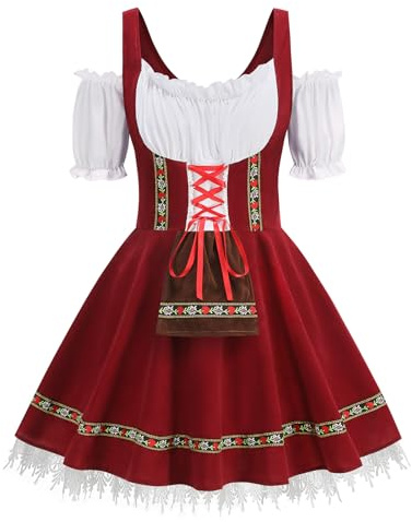 HAPNBCELE Oktoberfest Costume for Womens, German Dirndl Dress One-Shoulder Traditional Bavarian Carnival Halloween Outfits