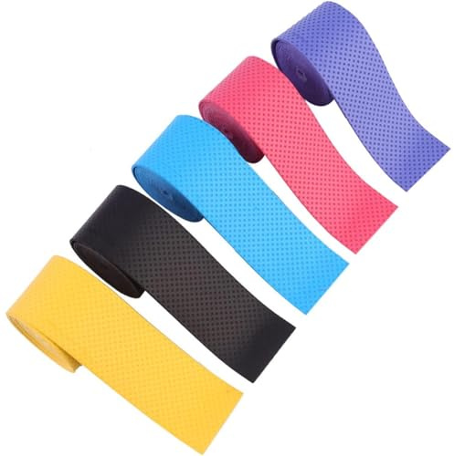 CERCTLA Cintas de Agarre de Raqueta, 5 PCS Antideslizante y de Secado Rápido, Cinta de Agarre para Mango Multicolor, Overgrips Padel Grips Padel Perforados para Raqueta de Tenis,para Bádminton