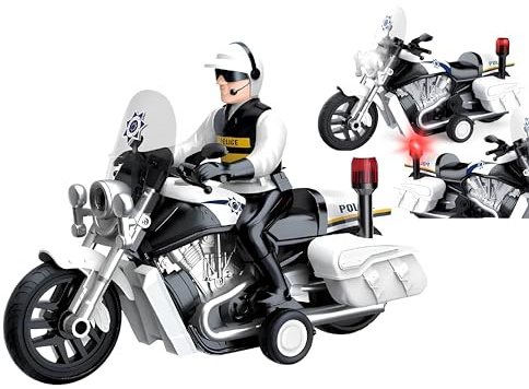 Moto della Polizia Giocattolo Luci Suoni Sirene Movimento Frizione Modellino Moto con Pilota Giocattolo con Effetti sonori Reali Scala 1:20 Luci Lampeggianti Giocattoli Motocicletta Poliziotto