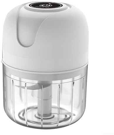 TDCuizent Elektrisk vitlökshackare 250 ml USB-laddningsbar matberedare med rostfritt stålblad för vitlök örter nötter kött grönsaker babymat smoothies köksredskap (vit)