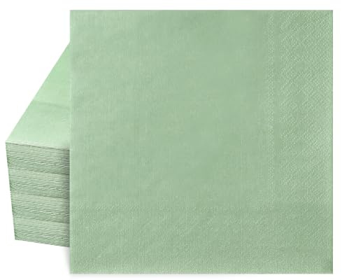 100 stycken servetter salviagrön, servetter eukalyptus grön 33 x 33 cm, engångspappersservetter för bröllop, middag, födelsedag, brudårsdag