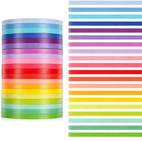 EZOOU 20 Rolls Rainbow Pastel Washi Tape, 3 mm Coloured Masking Tape