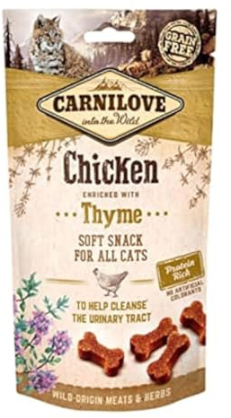 Carnilove Semi-Moist Chicken enrichi au thym | 50 g | Snack à mâcher Tendre pour Chats | Peut Aider à Nettoyer Les Voies urinaires | sans Pommes de Terre ni céréales