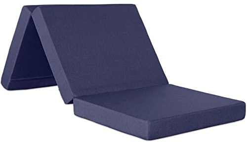 Ventadecolchones - Colchón Plegable con Cierre y Asa | 120 x 190 x 10 cm | con Espuma D25 extrafirme en Loneta Premium Azul para Furgoneta, Mini Camper y Camping