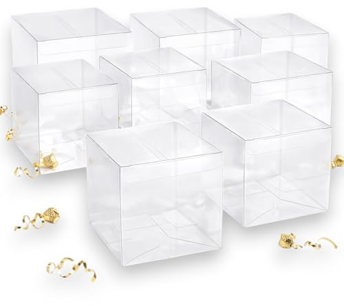 Aurora Store 10x Scatoline Quadrate in PVC Trasparente - 12x12x12 cm Scatoline portaconfetti bomboniere Feste Matrimonio Compleanno 10 Pezzi