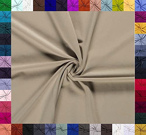 0,5m Baumwoll-Jersey uni 8% Elasthan Baumwollstoff elastisch Meterware Jersey-Stoff Oeko-Tex Kl 1, Farbe:beigegrau