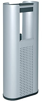 OFITURIA® Cenicero Papelera de Pie y Pared para Exterior Metálico 25 litros Color Plata Bandeja Extraíble en Negro