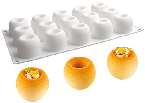 DUBENS 15 Loch Silikon Pudding Tasse Kuchenform, Silikonformen Backen für Mousse Kuchen, 3D Backformen Dessertformen für Gebäck Trüffel Pudding Gelee Käsekuchen