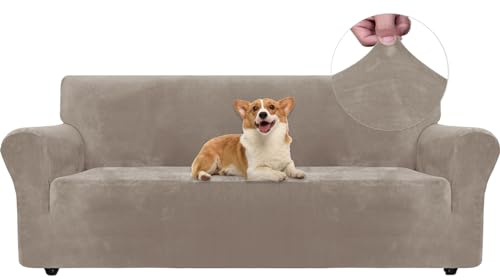 Ystyle Stretchigt Sofföverdrag med armstöd 3-Sits, Elastiskt Pet Soff Cover Töjbart överdrag, Avtagbar Halkskydd Fåtöljöverdrag Möbel Maskintvättbar, Sofföverkast För Soffa Fåtölj, Khaki | Expanderbart sofföverdrag, universellt sofföverdrag med armstöd, skydd för soffa katt hundar och klor