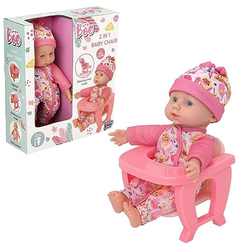 BabyBoo 2-in-1 Baby Chair | Jungle Themes 2 Mode Interchangeable Highchair & Rocking Chair | Includes Doll | Pretend Doll Furniture Accessories | Dolly Toys & Accessories | 3+