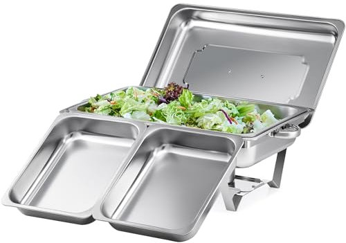 Wilprep Chafing Dish Edelstahl Buffet-Set Warmhaltebehälter Speisenwärmer Wärmebehälter Rechaud für Catering, Buffet und Party (1 Set 1x1+2x1/2 GN-Behälter)