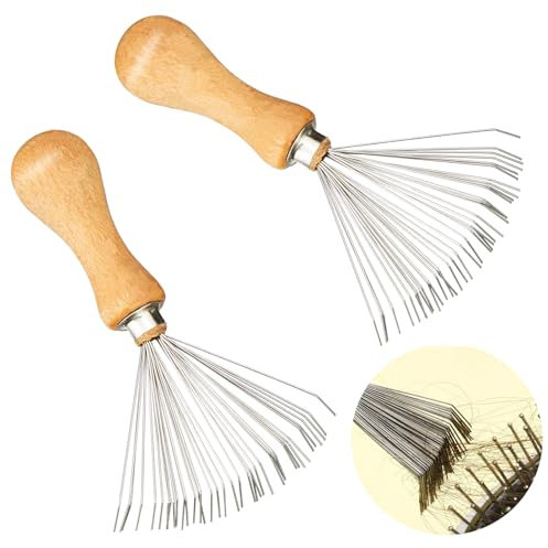 Sugeru®Brosse Nettoyante En Bois Pour Peigne-2pcs,Nettoyant Poignée Cheveux Portable Brosse,Outil de Nettoyage pour Toutes les Tailles de Brosse pour Nettoyer les Brosses,Peignes,Tapis De Bain (2pcs)