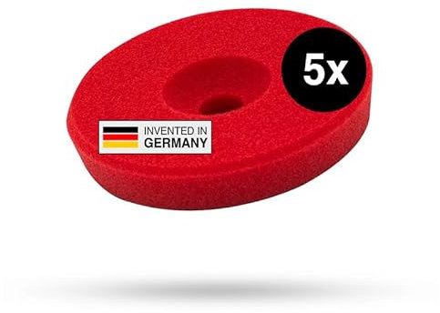 Liquid Elements – Centriforce V2 Polierpads 125mm – Polierschwamm mit speziell entwickelter Fräsung für optimierte Ergebnisse – Auto Polieraufsatz für Poliermaschinen (Rot | Heavy Cut | 5 Stück)
