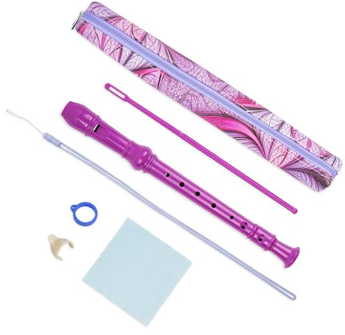 QIELIZI Recorder Instrument for Beginner Adults,8-Hole Soprano Descant Recorder Music Flute with Cleaning Rod & Case Bag For Home Entertainment(2-Purple Fractal Flower)