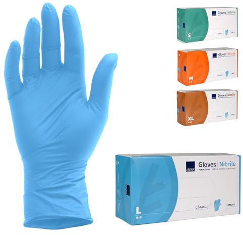 ABENA Nitrilhandschuhe L, 200 Stück – Einmalhandschuhe Blau, handschuhe einweg, puderfreie & latexfreie – Einweghandschuhe in S, M, L & XL verfügbar