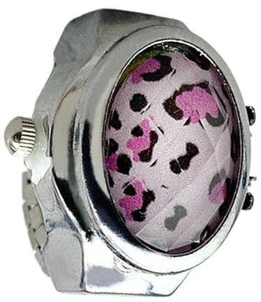 Klockring, klockring, fingerklocka med fällbart lock - lätta klockringar för kvinnor, små modetillbehör för födelsedag, alla hjärtans dag, jul, thanksgiving, Vit rosa, Se référer au descriptif, Se