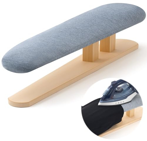 DoubleFill Padded Sleeve Ironing Board 57x13cm Tabletop Sleeves & Chest Tailor Ironing Board with Long Wooden Base for Tailor Dress Forms Household, Laundry Rooms, Travel Use, Gray