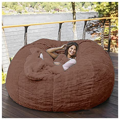 Överdrag till gigantiska säcksäckar, överdimensionerad rund stol, säcksäcksöverdrag, 1,5 m mjuk, fluffig, lat soffa, PV-päls, säcksäck (utan fyllning)