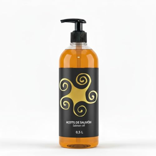 Lenda Aceite de Salmon 500 ml para Perros y Gatos con Omega 3 y 6 – Salmon Oil for Dogs and Cats- Aceites de Pescado – Acidos Grasos Esenciales Procedente de Salmones Noruegos
