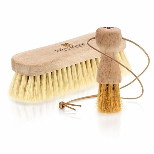 Kit Dry Brush, spazzola corpo e spazzola viso per spazzolatura a secco con setole naturali, azione esfoliante - Made in Italy