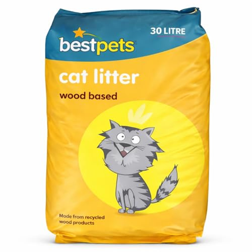 Bestpets Wood Pellet Cat Litter 30L for Cats and Rabbits – Natural Biodegradable Dust Free Kitty Litter with Strong Odour Control & High Absorbency