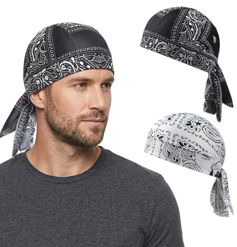2 st cykelkeps bandana dödskalle, UV-skydd sommar, huvudduk under hjälm, för cykling, vandring, skridskoåkning, klättring, löpning, svart och vit