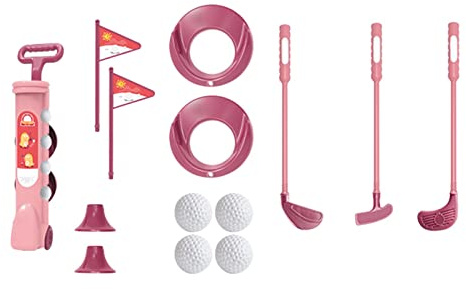 Ysyqkn Palo de Golf de Juguete para Niños, Putter Portátil para Hoyos, Fabricado en PP, Interacción Entre Padres E Hijos, Adecuado para Niños, Jardín, Deport, Rosado