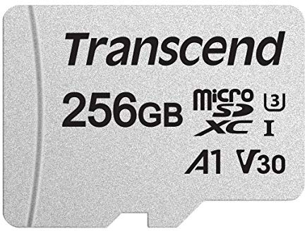 Transcend USD300S 256GB microSDXC U3 V30 A1 Memory Card with Adapter, for 4K Video, GoPro, Drones & Cameras TS256GUSD300S-A