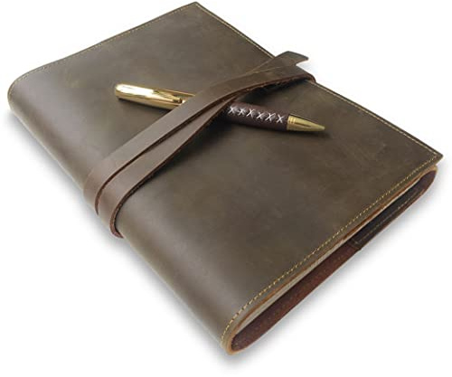 Carnet De Notes Journal Rechargeable En Relief En Cuir - A5 Carnet De Voyage, Vintage Ecriture Cahier Cuir Pour Femmes Filles, Antique Rustique Cuir 22.6x16.5cm Beau Cadeau Papier Doublé + Stylo