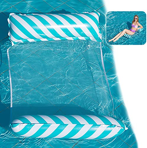 Yisscen Wasser Hängematte,Aufblasbares Schwimmbett 4-in-1Loungesessel Pool,Aufblasbare Hängematte,Pool Float Inflatable Swimming Bed,für Kinder Erwachsene Party Schwimmbad Strand (Blau)