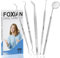 FOXIAN Professional 5 Pcs Oral Plaque Remover for Teeth Stainless Steel Tooth Picks Tartar Cleaner for Teeth Whitening & Oral Care Kit for Men Women Pets (5 Pcs)