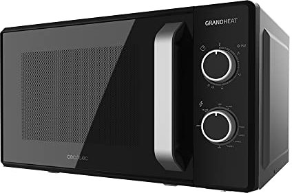 Cecotec Microonde con Grill Grandheat 3150 da 20 Litri, 700 W e 1000 W Grill, 6 livelli, rivestimento iTech anti-sporco e tecnologia 3DWave, modalità di scongelamento, timer, Colore nero