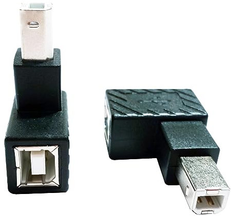 SHANFEILU Lot de 2 adaptateurs d'imprimante USB 2.0 de type B, USB 2.0 B mâle vers type B femelle à angle droit pour impression et transfert de données pour imprimante, scanner, fax, disque dur