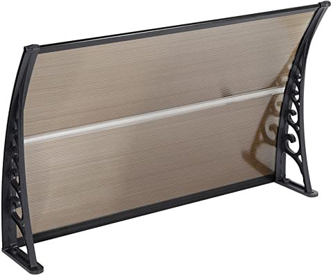 Auvent Transparent de Porte d'entree Marron Marquise de fenêtres en Polycarbonate, Marquise Solaire abri banne entrée Protection avec Support(80 * 120 cm Marron)