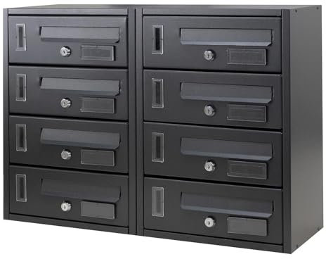 La zappa Boîte aux lettres en copropriété murale trou lettres composable Made in Italy (anthracite, 8 places)