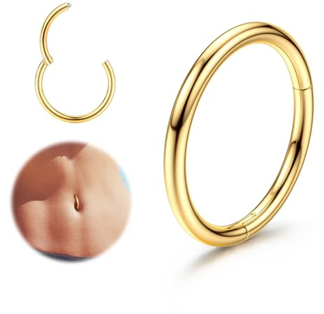 FIOROYAL 14G Piercing Nombril Anneaux Acier Chirurgical Piercing Hélix Hypoallergénique Piercing au Nombril Grossesse Argent Or Conch Piercing Anneaux Septum - 8MM/10MM/12MM AG8
