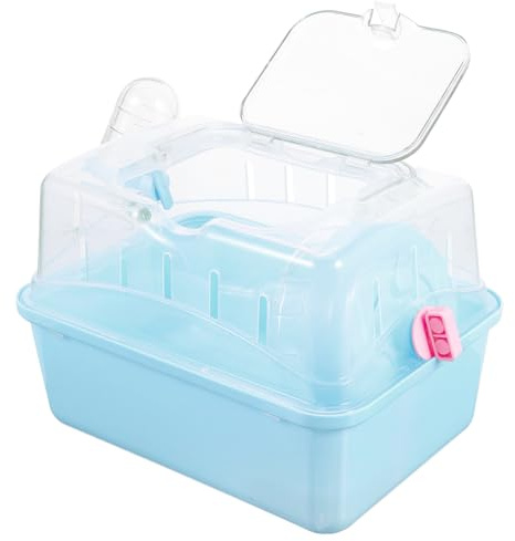 POPETPOP Portable Small Animal Carrier Cage with Panoramic Sunroof Lightweight Hamster Travel Box for Outdoor Use Suitable for Hamsters Rats and Small Pets 11 Cube