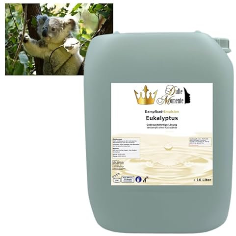 Dufte Momente Dampfbad-Emulsion 10 Liter Eukalyptus | gebrauchsfertig | Hochwertige Formel | Für gewerbliche Dampfbäder, Thermen & Spas