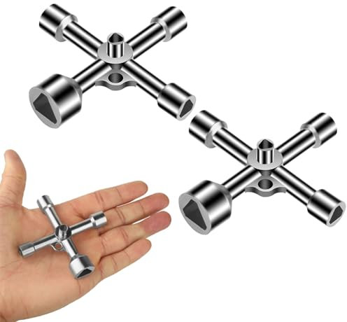 Kotkiddy 2 Pcs 4-Wege-dreikantschlüssel,Schaltschrankschlüssel, Multifunktionsschlüssel heizung entlüftungsschlüssel 4-Wege-Schlüssel für Elektrische Schrank Gaszählerschränken