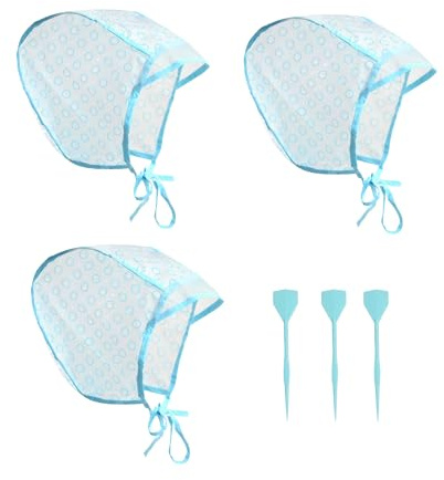 Hair Coloring Kit Highlight Cap Hair Coloring Dye Cap Frosting Cap with Plastic Crochet Hook for Dyeing Hairdressing (3 Pcs)