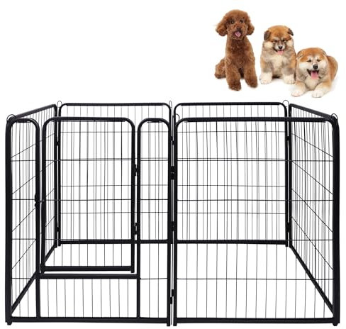 SUBTLETY 6-teilig Hundelaufställe Set mit Türen & Erdanker Freilaufgehege Hundezaun Welpenauslauf Faltbare Tierlaufstall Wetterfest Welpenzaun Tragbare Welpenlaufstall für Garten Camping