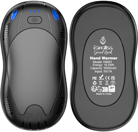 FANDLISS Magnetische Handwärmer Elektrisch mit 10000mAh, Zweiseitige Heizung, 2er-Pack Tragbarer Taschenwärme, USB Taschenwärmer Wiederverwendbar mit 3 Heizstufen, Geschenke für Outdoor, Golf, Camping