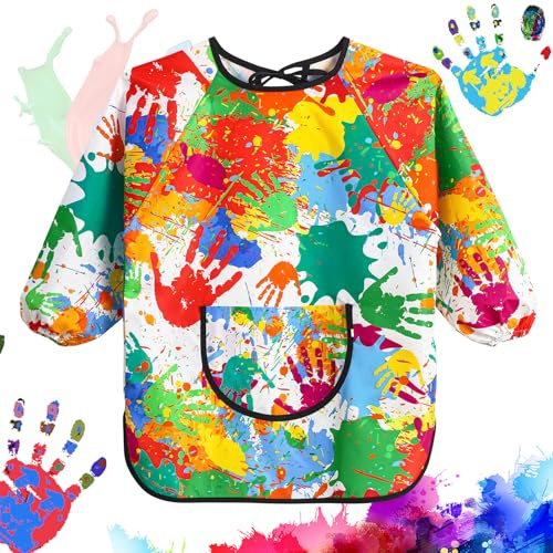 GSrenyu Kids Painting Apron, Waterproof Child Art Smock with Pockets