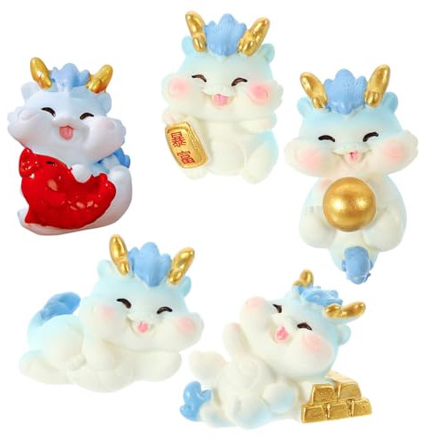 UPKOCH 5stücke Miniatur-drachenfiguren Aus Harz Micro Landschaft Drachen Statue Cartoon-drachenfiguren Für Zuhause Drachendekorationen Chinesische Sternzeichen Drachen Figuren