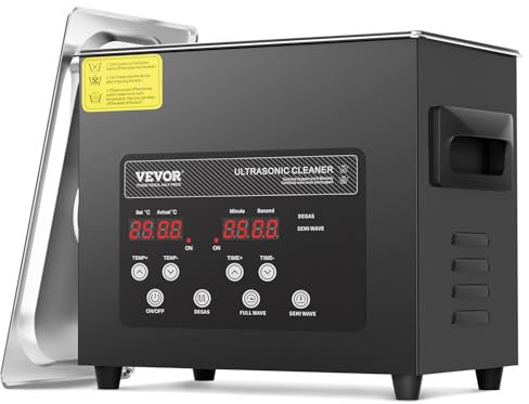 VEVOR Limpiador Ultrasónico 3 L Limpiador Ultrasónico Digital 120 W con Desgasificación Mejorada y Modo Suave Limpiador Ultrasónico Industrial 40 kHz con Temporizador y Calentador para Joyería