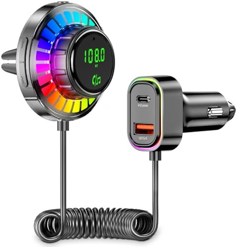 ETELIAR Bluetooth 5.3 Adapter Auto,FM Transmitter Auto Bluetooth mit PD 30W & QC3.0 18W Auto Ladegerät, Kfz Radio Bluetooth Adapter